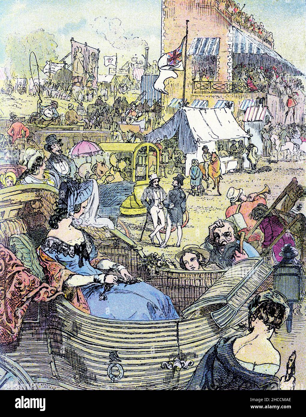 a day at the races, a scene from a Victorian era book by Charles