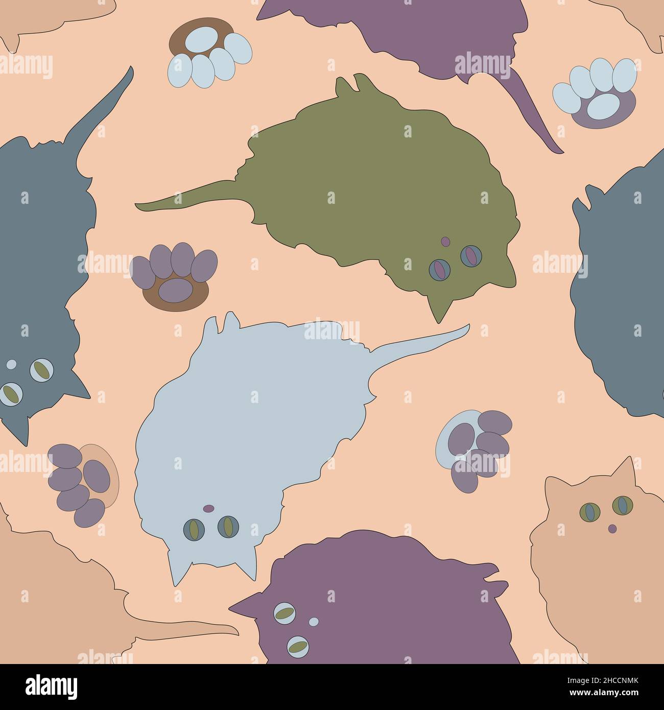 the little naughty kittens pattern Stock Vector