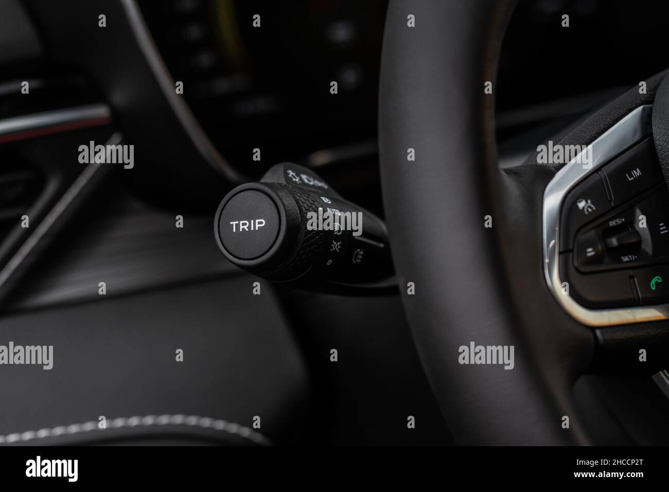 Light switch control. Close up of car light switch and control. Modern