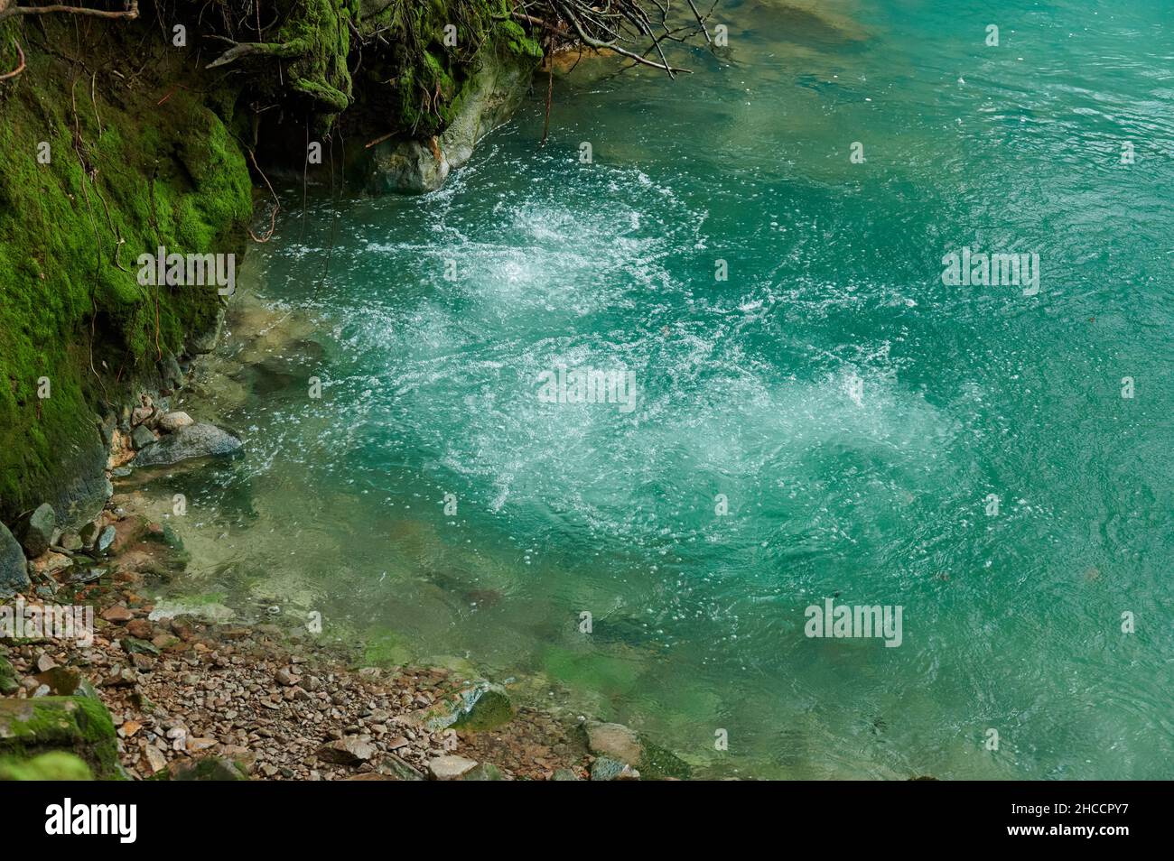 bubbling hot springs at blue river Rio Celeste, Parque Nacional Volcán