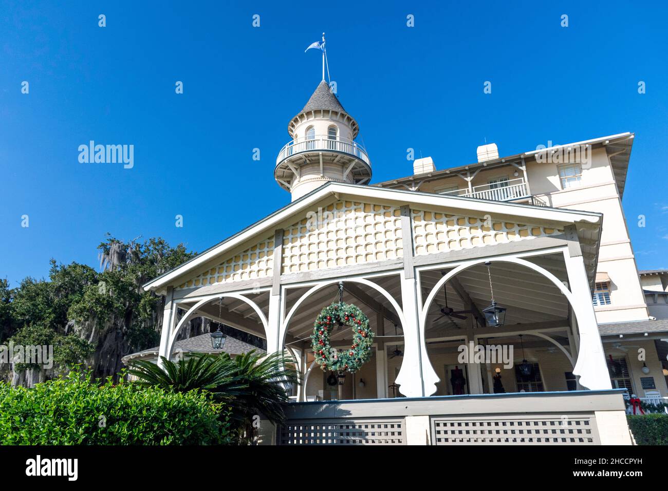 Jekyll Island, Georgia, USA - Dec. 13, 2021: The Jekyll Island Club and Resort is a popular slow travel destination in the southeastern United States. Stock Photo