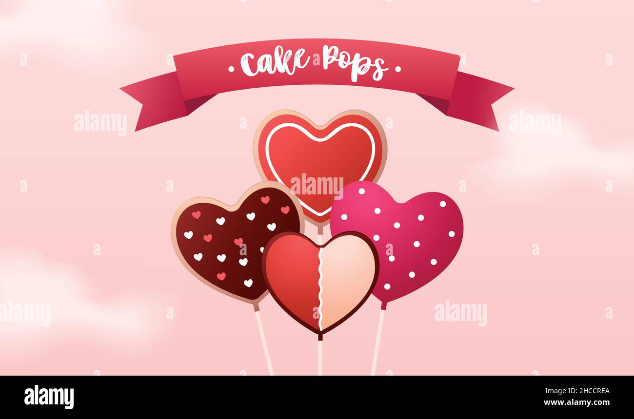 Vector design template with cute cake pops.. Stock Vector