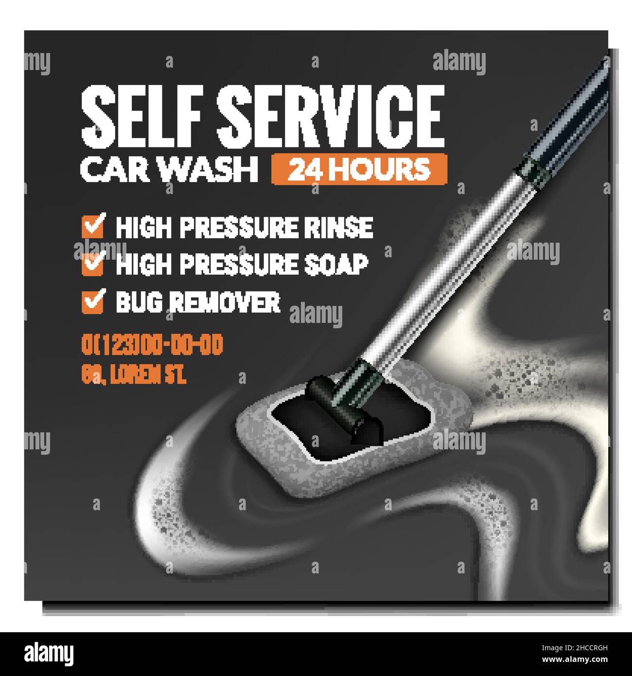 Touchless and automatic car wash service poster Vector Image