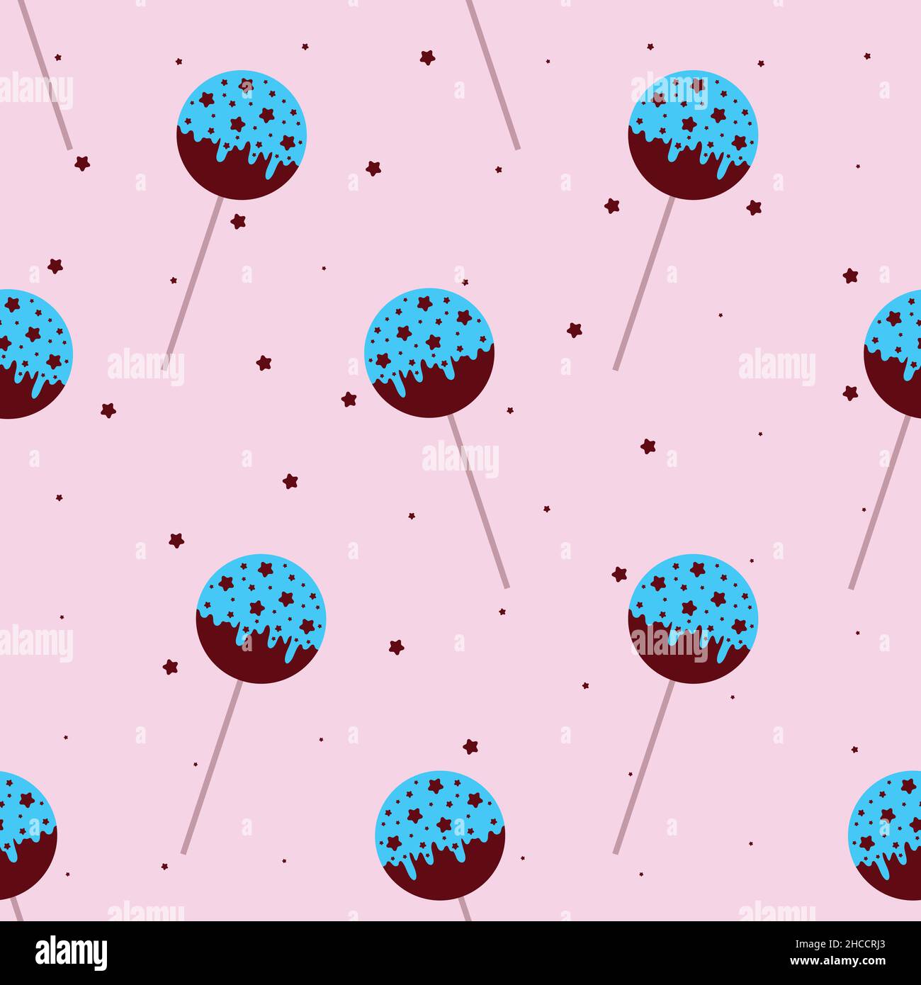 Cake pops. Vector seamless pattern in flat design. Stock Vector