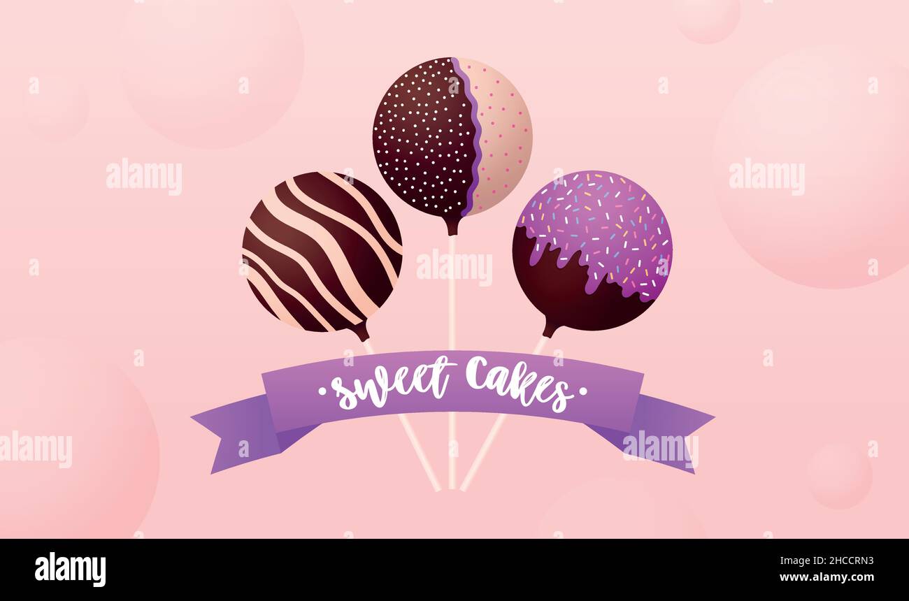 Cake pops. Vector illustration for posters and banners. Stock Vector