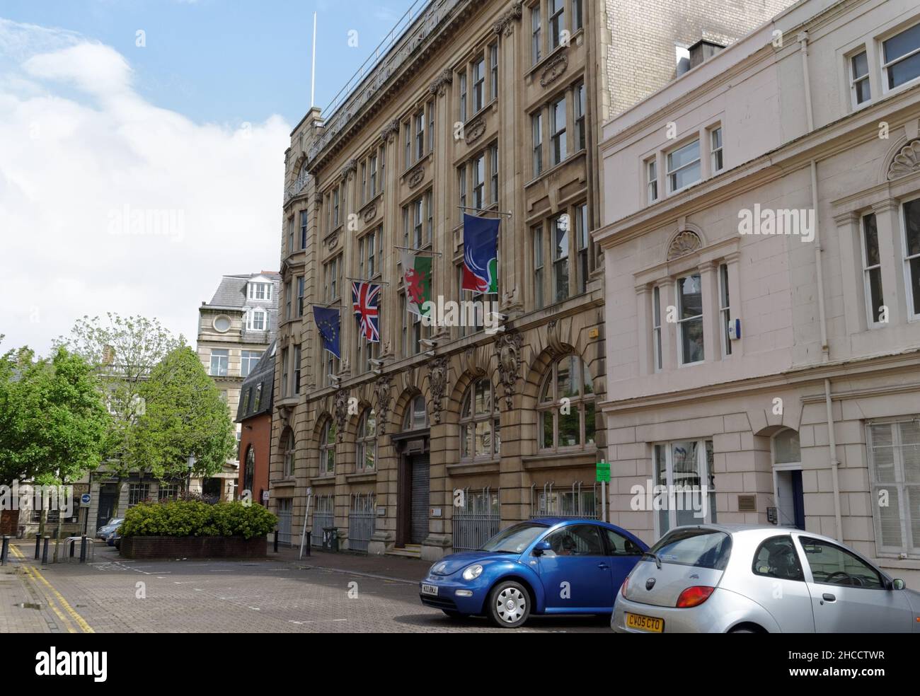 A scene showing Baltic House in Mount Stuart Square, Cardiff, Home of the Wales Council for Voluntary Action Stock Photo