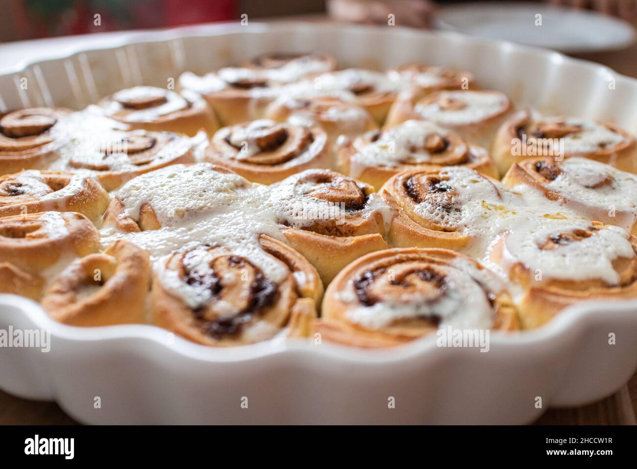 Fresh homemade Cinnamon rolls or Cinnamon buns Stock Photo