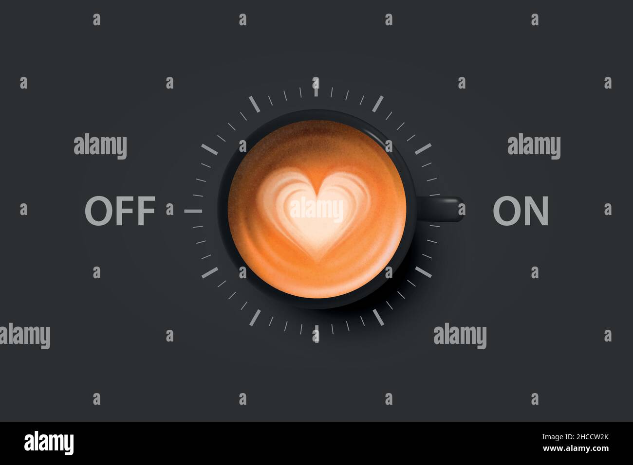 Vector 3d Realistic Off, On Switch with Milk Foam Coffee in Black ...
