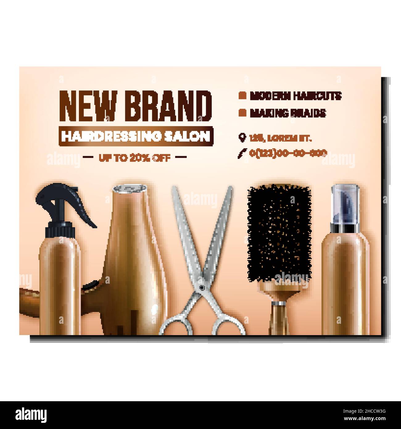 Hairdressing Salon Tools Promotional Banner Vector Stock Vector Image