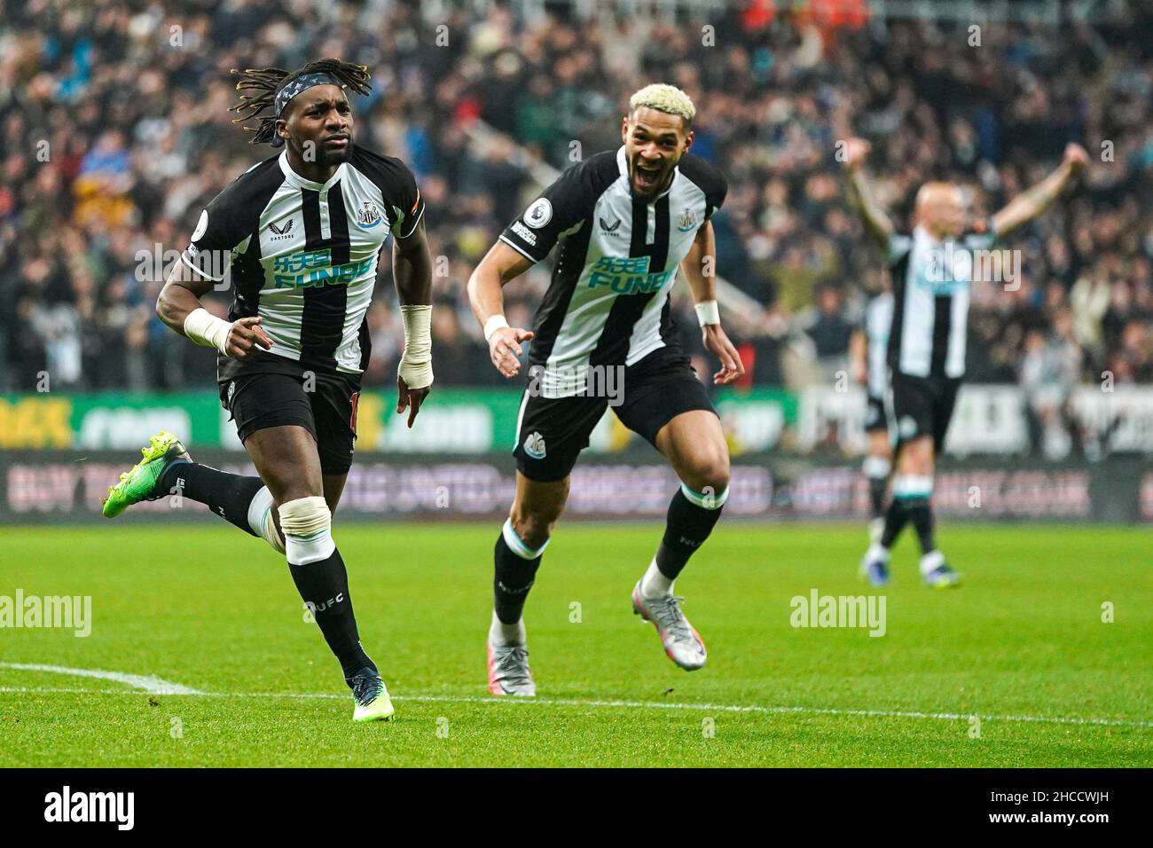 Newcastle United s Allan Saint Maximin left Celebrates Scoring Their 
