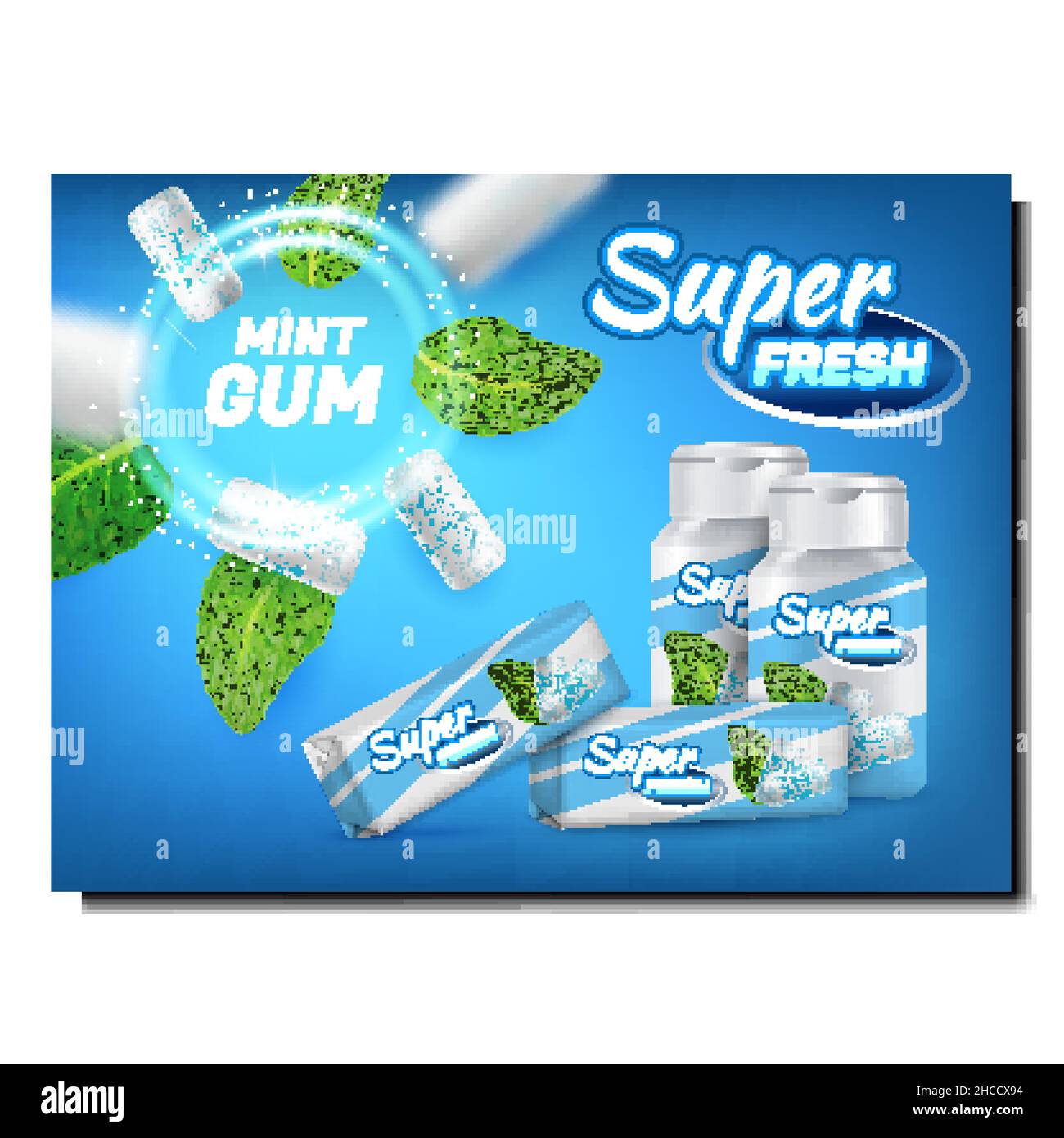 Super Fresh Mint Gum Promotional Banner Vector Stock Vector Image & Art