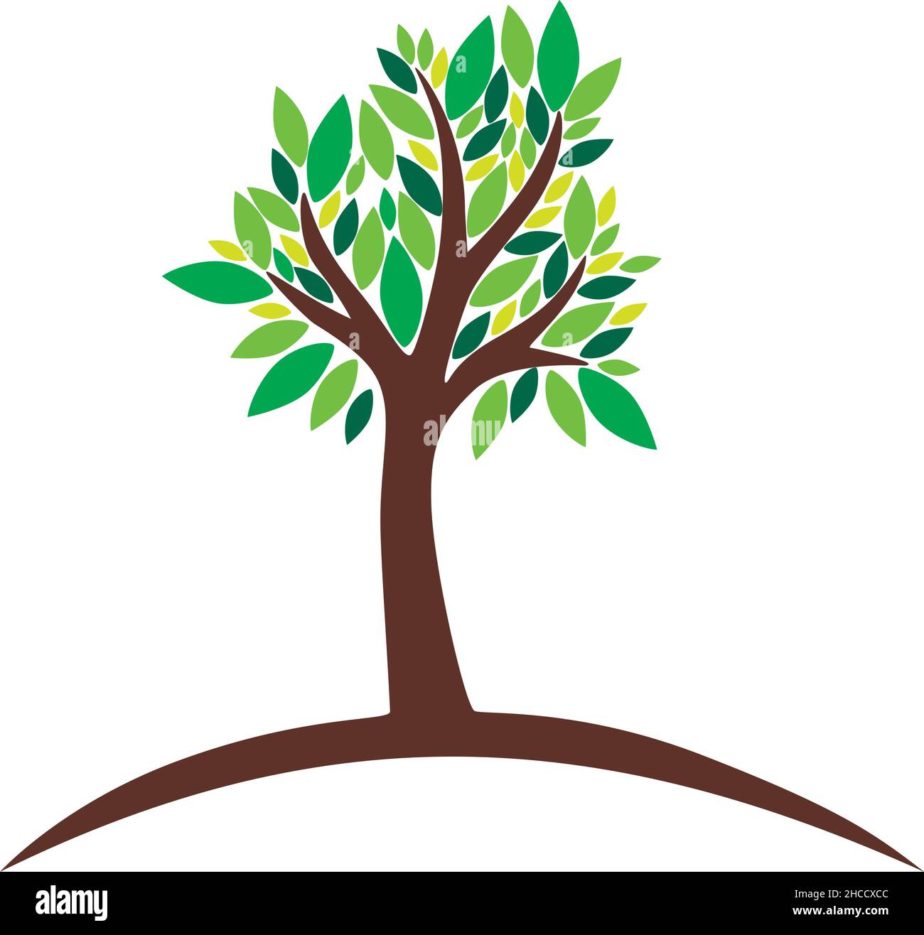 Tree on white background with green leaves Stock Vector Image & Art - Alamy