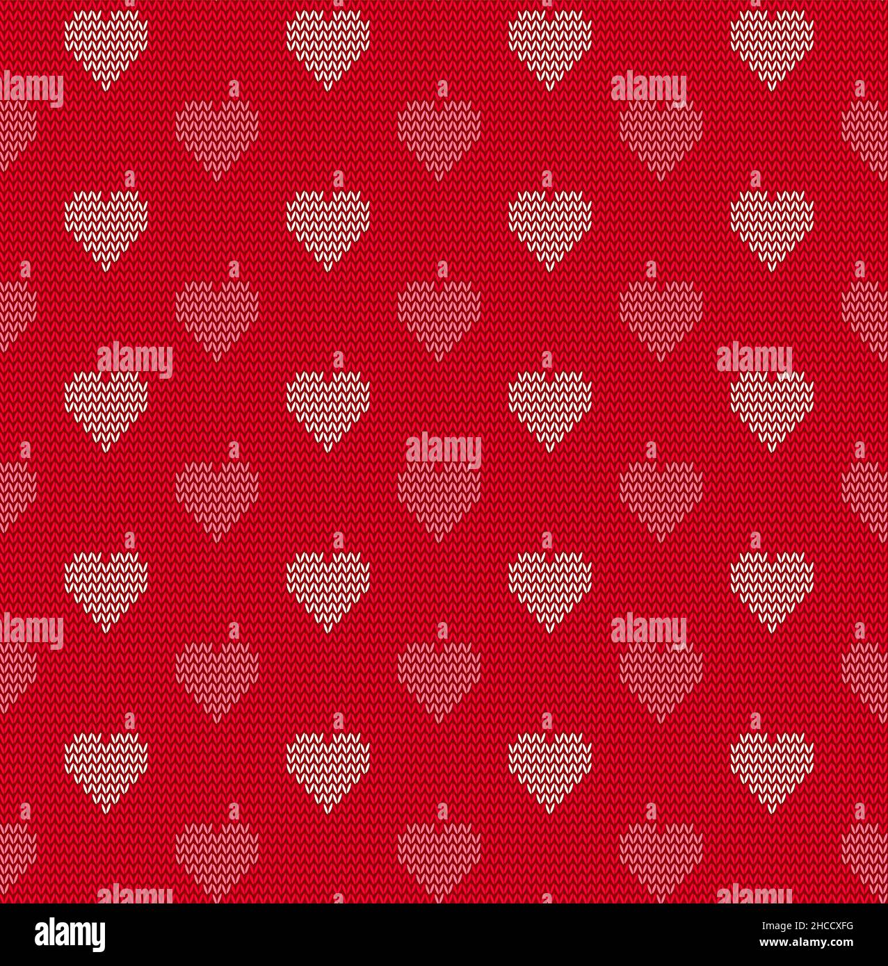 Seamless knitted background with hearts, vector illustration Stock Vector