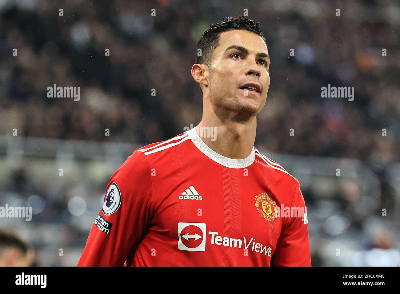 Cristiano Ronaldo #7 of Manchester United reacts to his missed chance Stock Photo