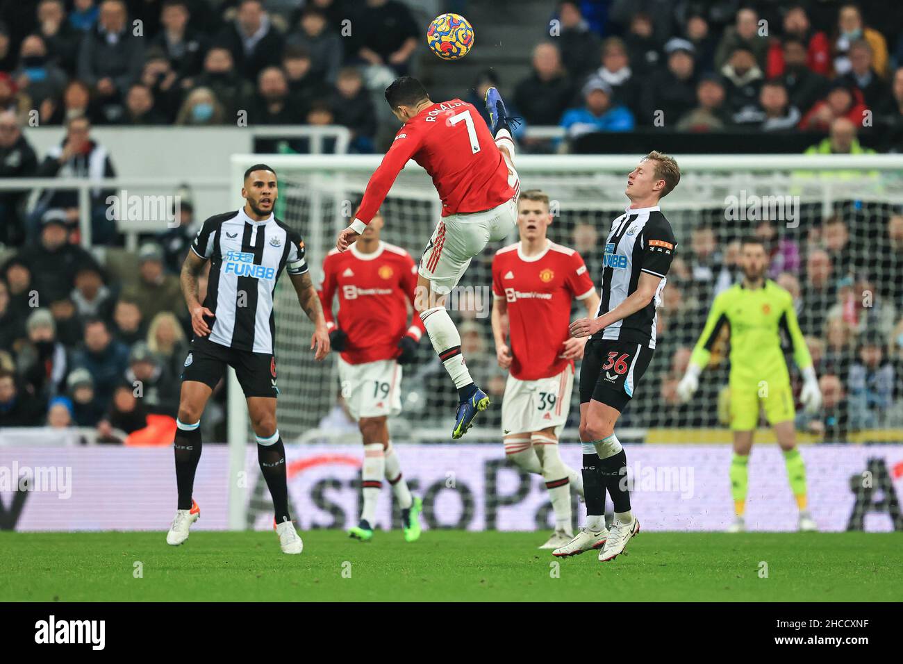 Cristiano Ronaldo #7 of Manchester United clears the ball in, on 12/27/2021. (Photo by Mark Cosgrove/News Images/Sipa USA) Credit: Sipa USA/Alamy Live News Stock Photo