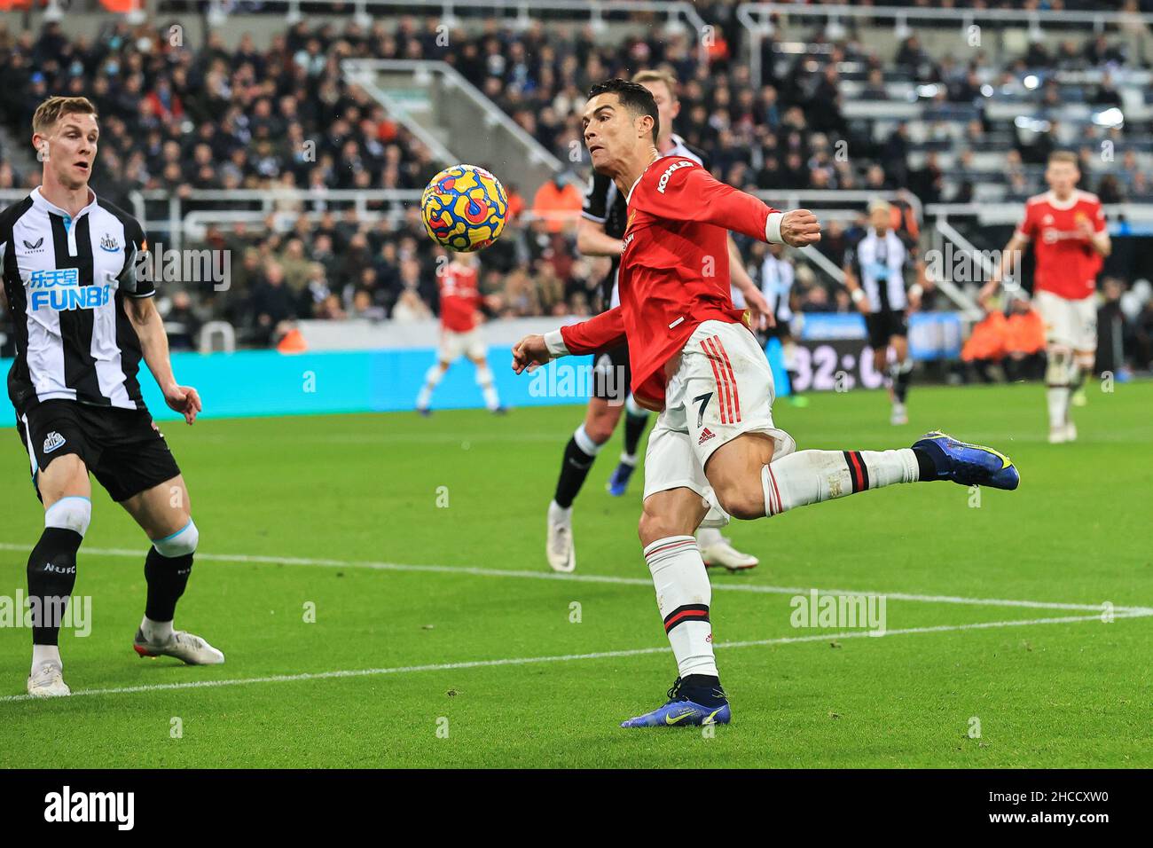 Cristiano Ronaldo #7 of Manchester United in action inside newcastle's box in, on 12/27/2021. (Photo by Mark Cosgrove/News Images/Sipa USA) Credit: Sipa USA/Alamy Live News Stock Photo