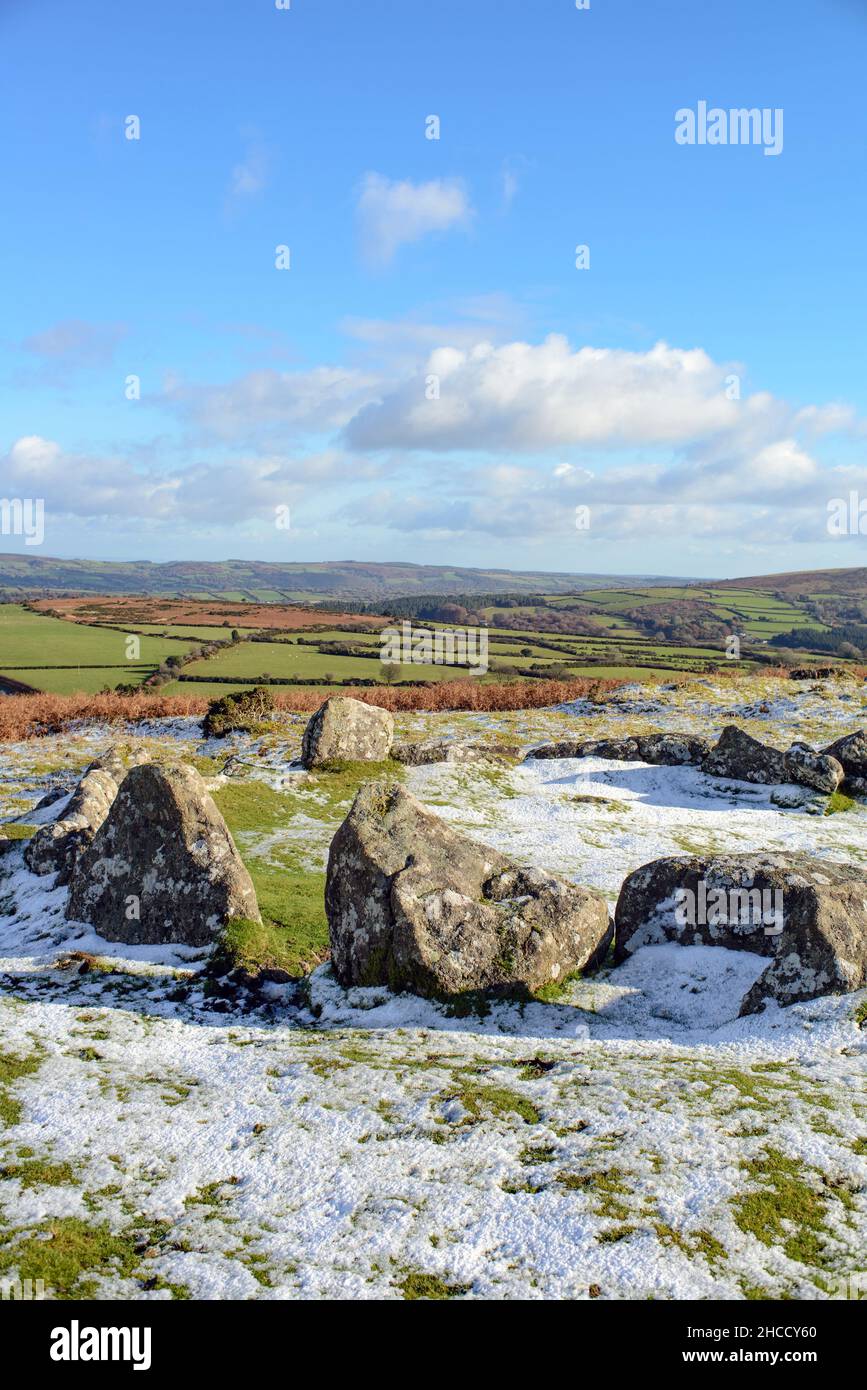 UK, England, Devonshire, Dartmoor. A hut circle on Shapley Common near