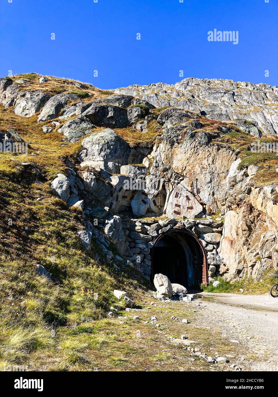 Tunnel through a Mountain near Fiescheralp, Switzerland Stock Photo
