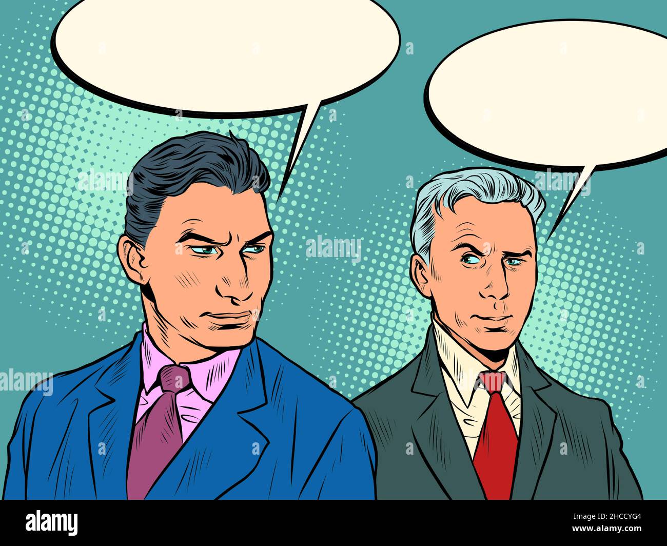 dialogue between two businessmen, negotiations, communication, meeting of business partners Stock Vector