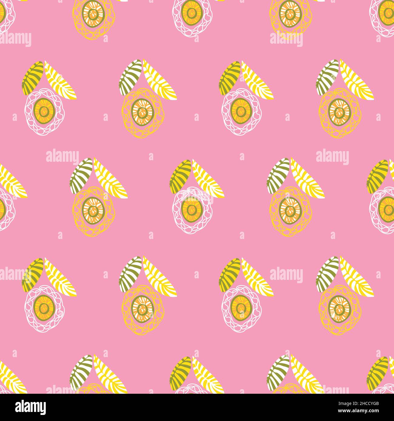 stylized sunflower seamless vector pattern on pink Stock Vector