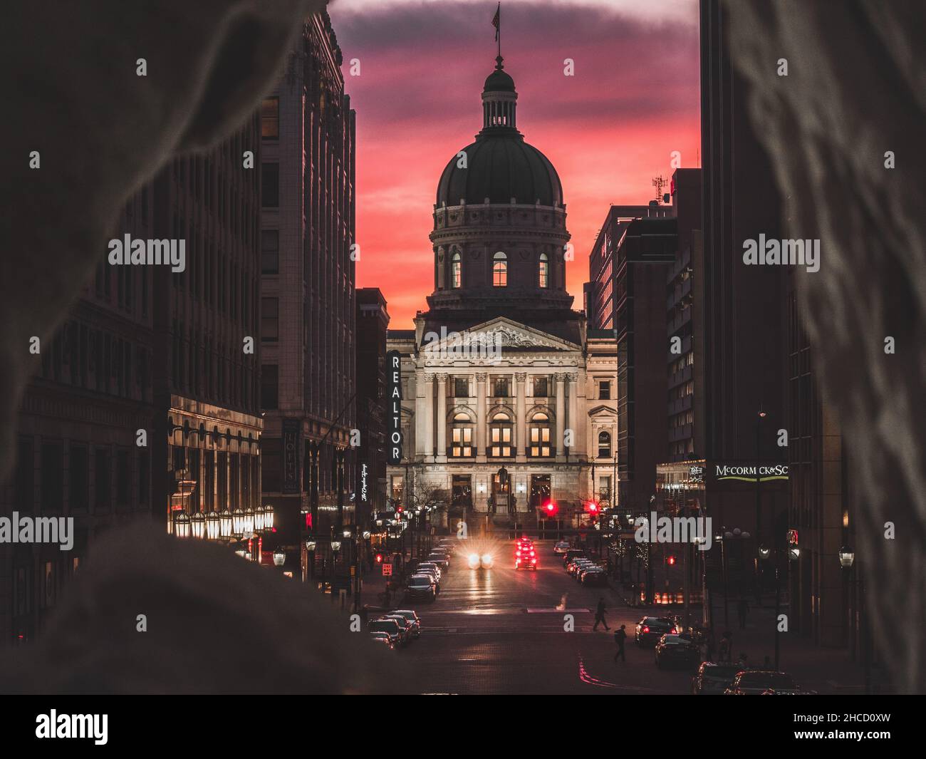 A mesmerizing view of the Soldiers' and Sailors' Monument in the city of Indianapolis, USA Stock Photo