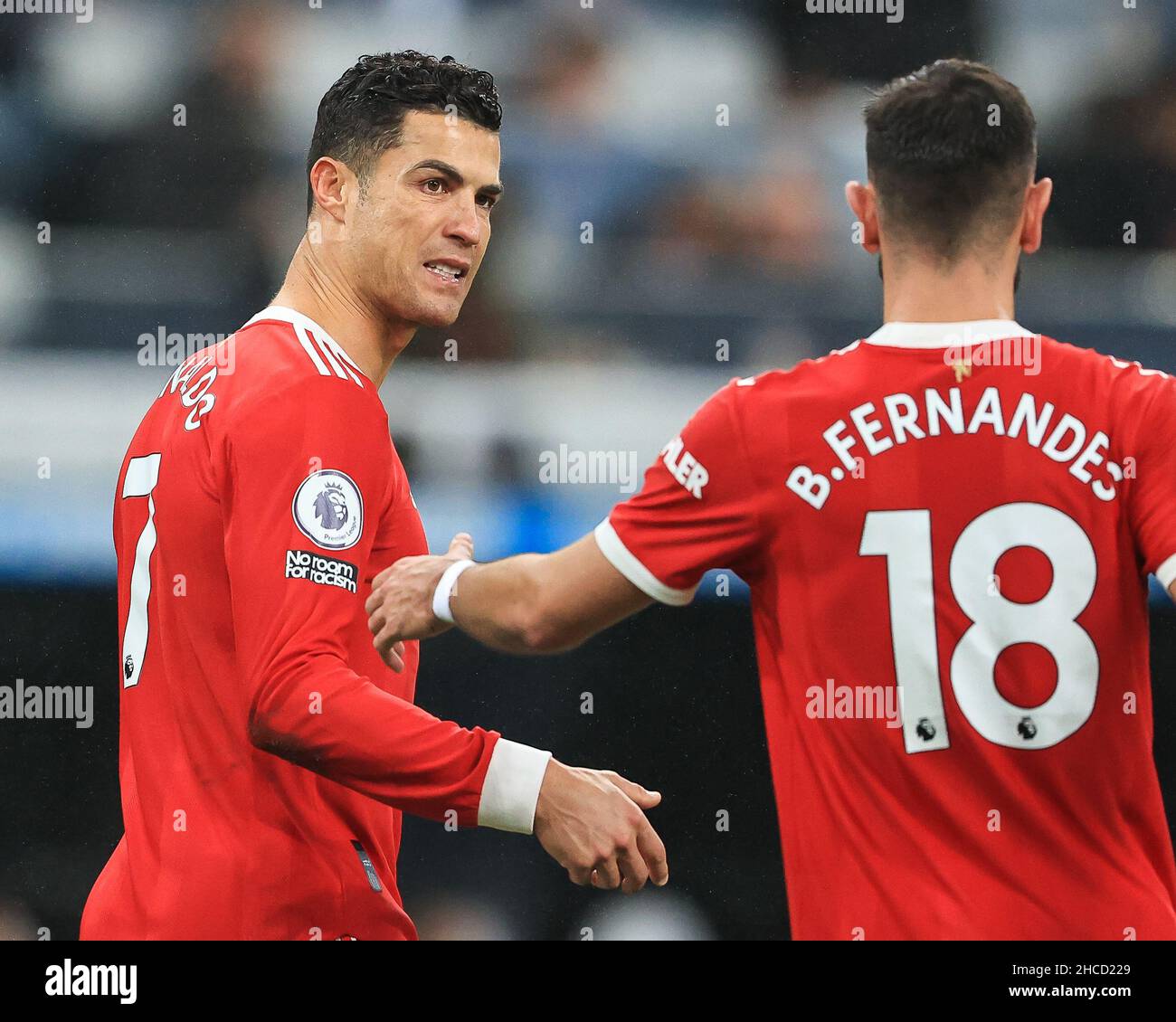 Cristiano Ronaldo 7 of Manchester United speaks to Bruno