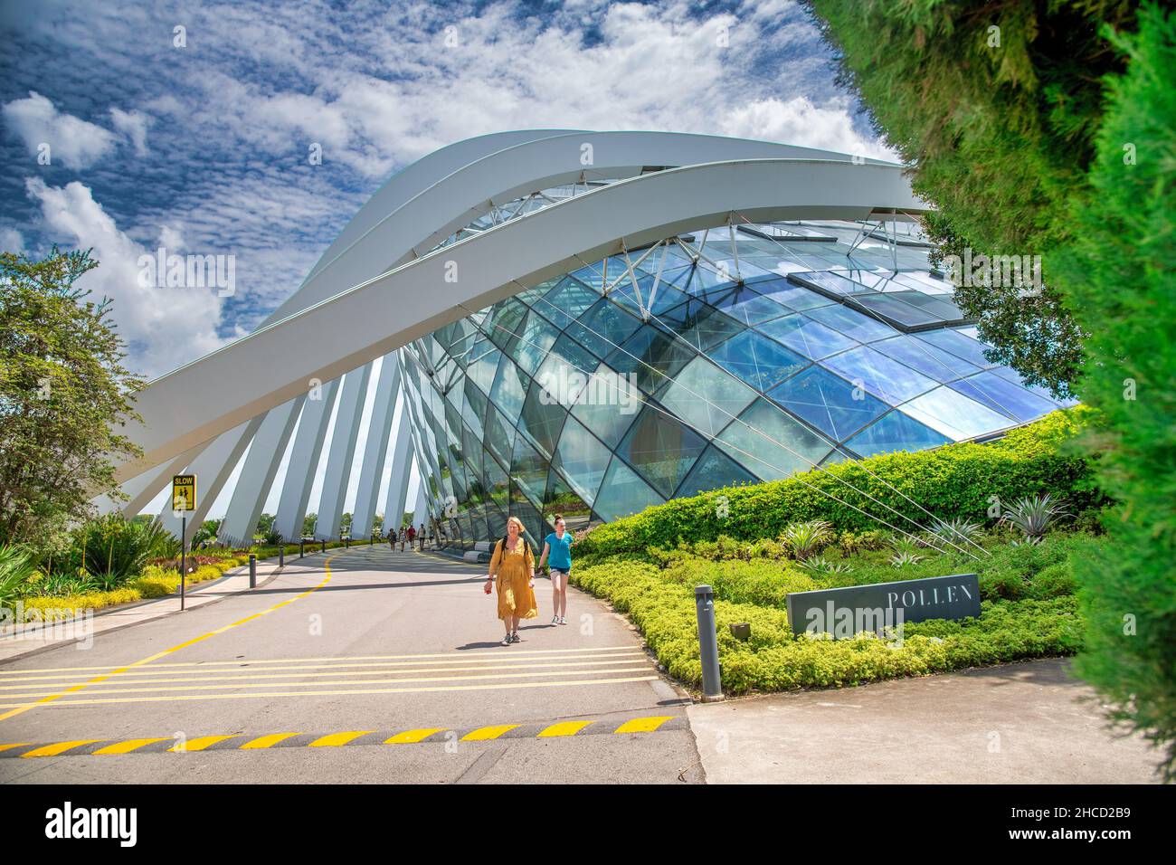 SINGAPORE - JANUARY 1ST, 2020: Cloud Forest and Flower Dome in Gardens By The Bay park Stock Photo