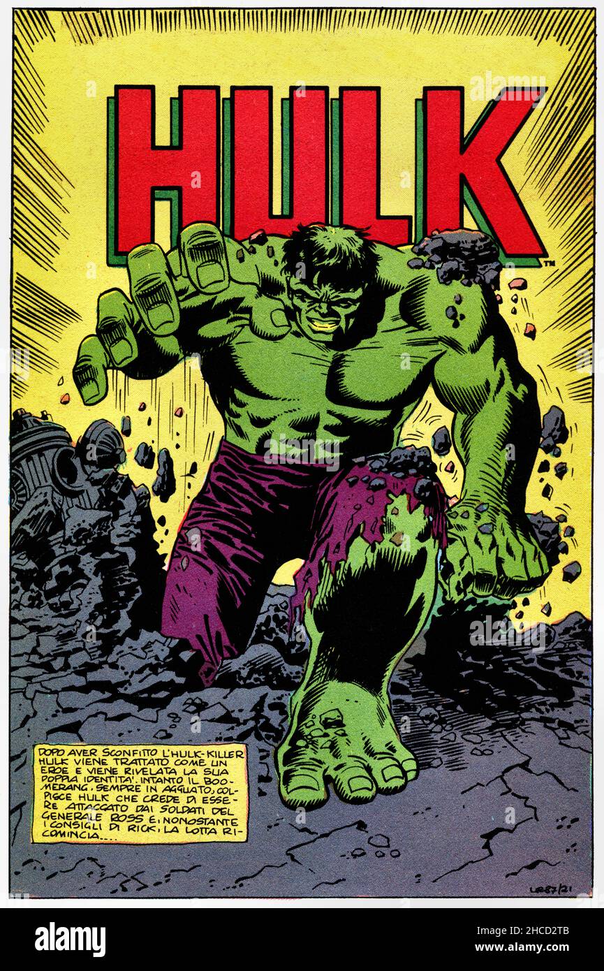 Italy - 1973: first edition of Marvel comic books, cover of Hulk Stock Photo