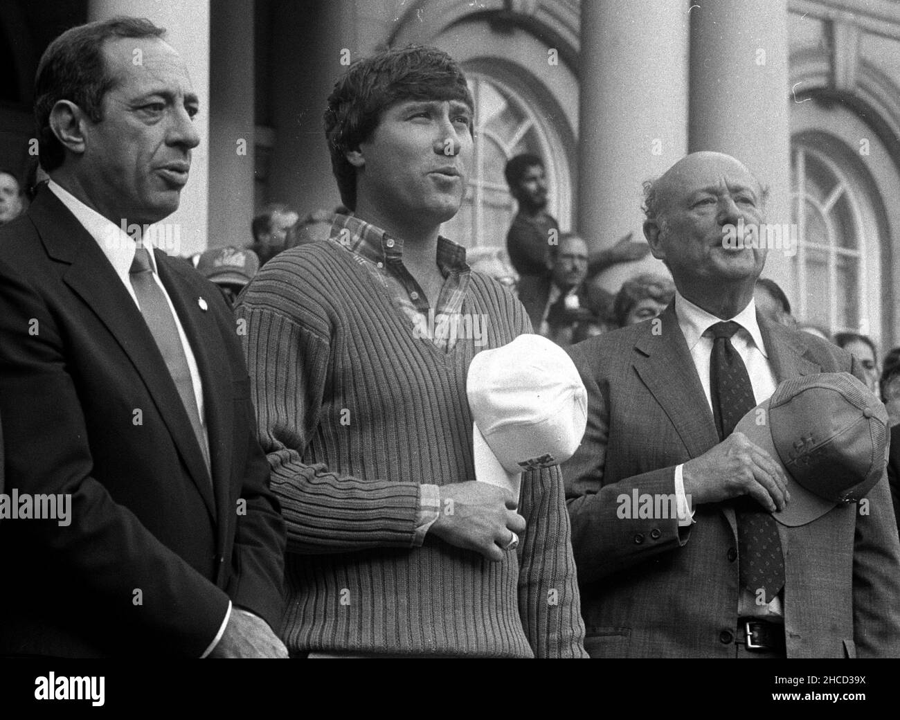 Gov Mario Cuomo Ray Knight Mayor Ed Koch 1986                                                            Photo by  John  Barrett/PHOTOlink Stock Photo