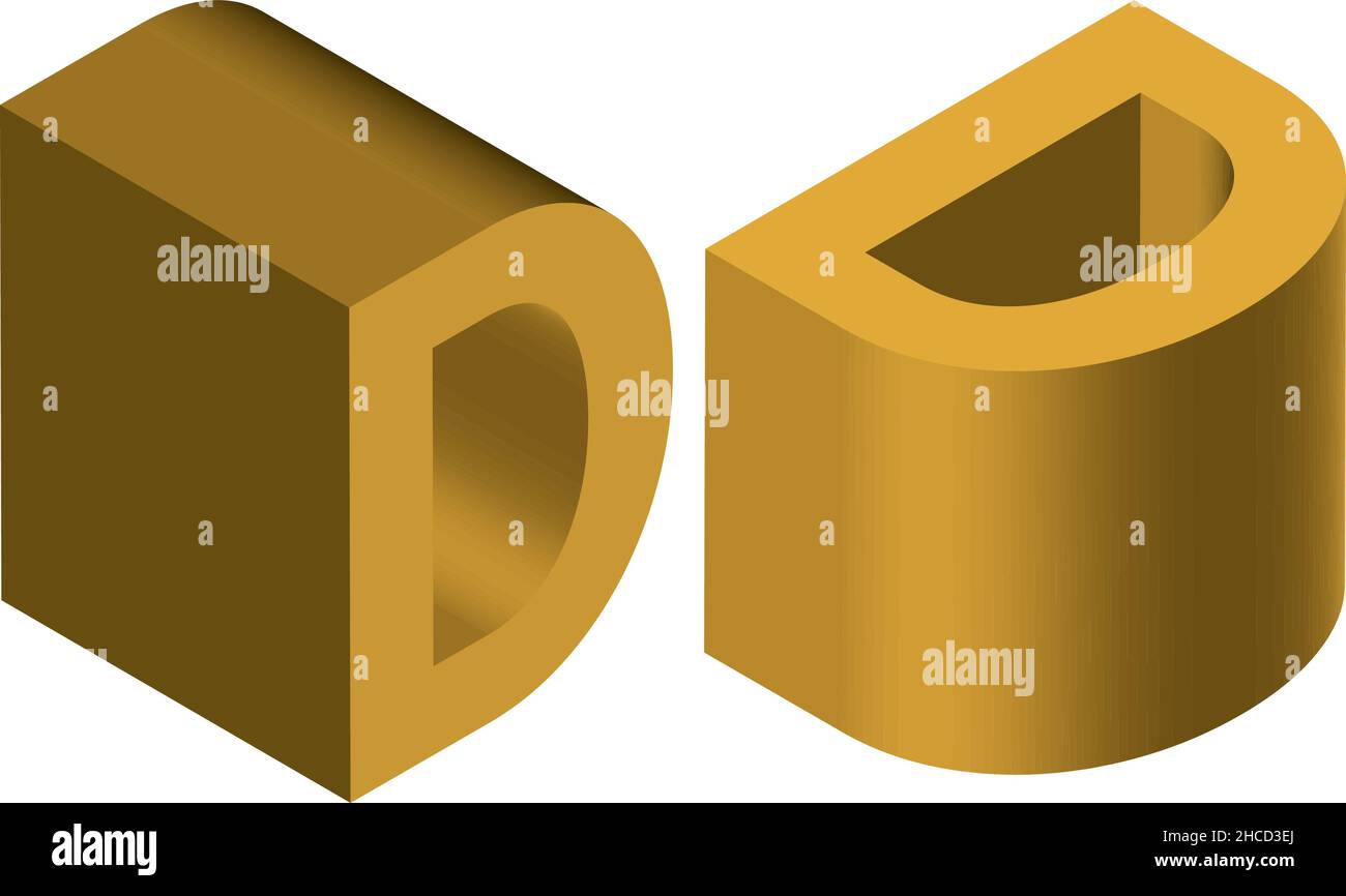 Isometric letter D. Template for creating logos, emblems, monograms