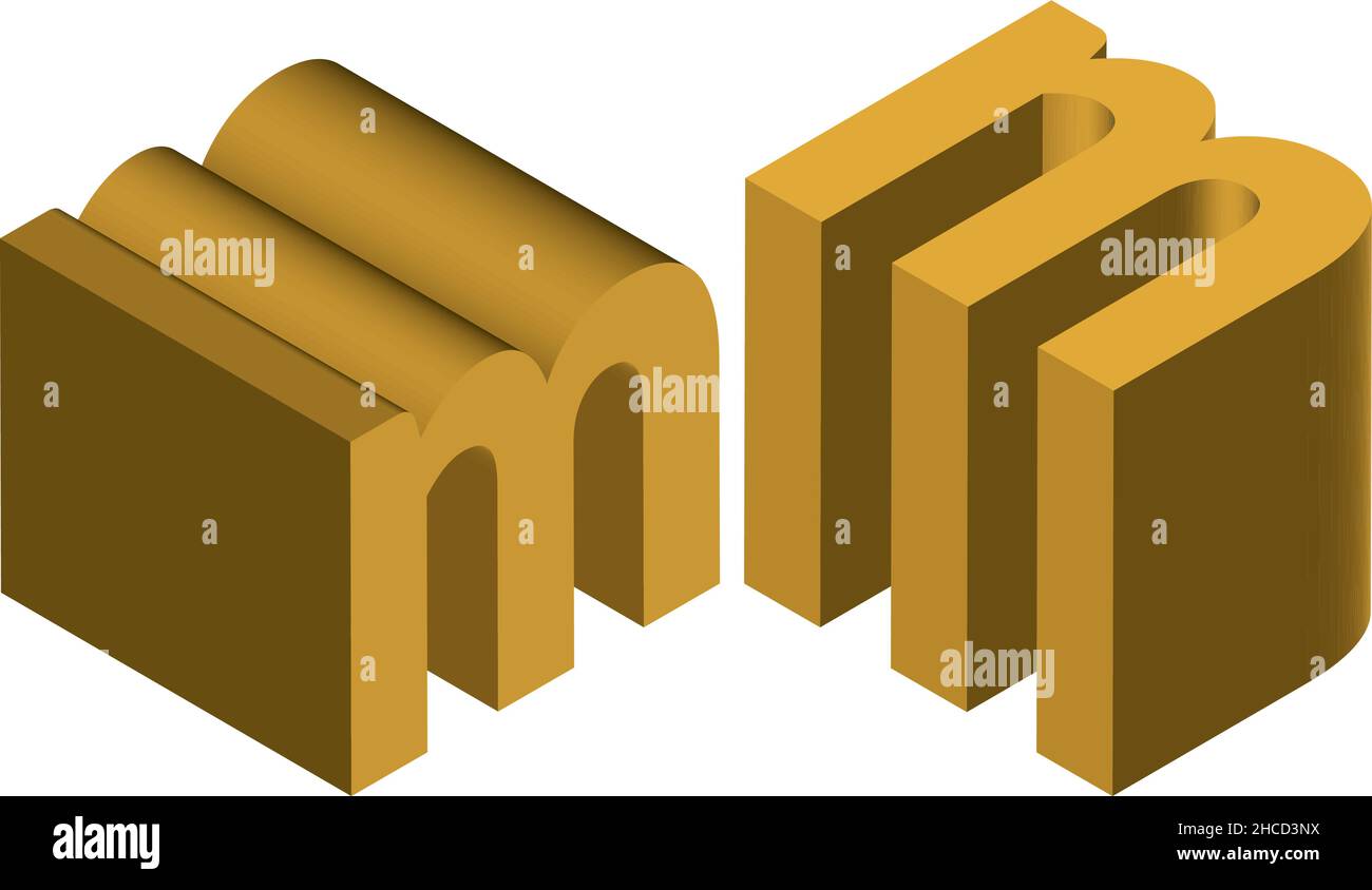 Isometric letter m. Template for creating logos, emblems, monograms