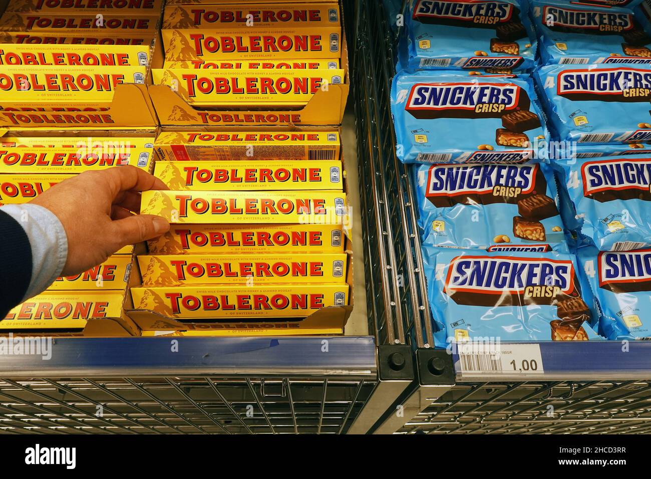 Chocolate bars in a shop Stock Photo