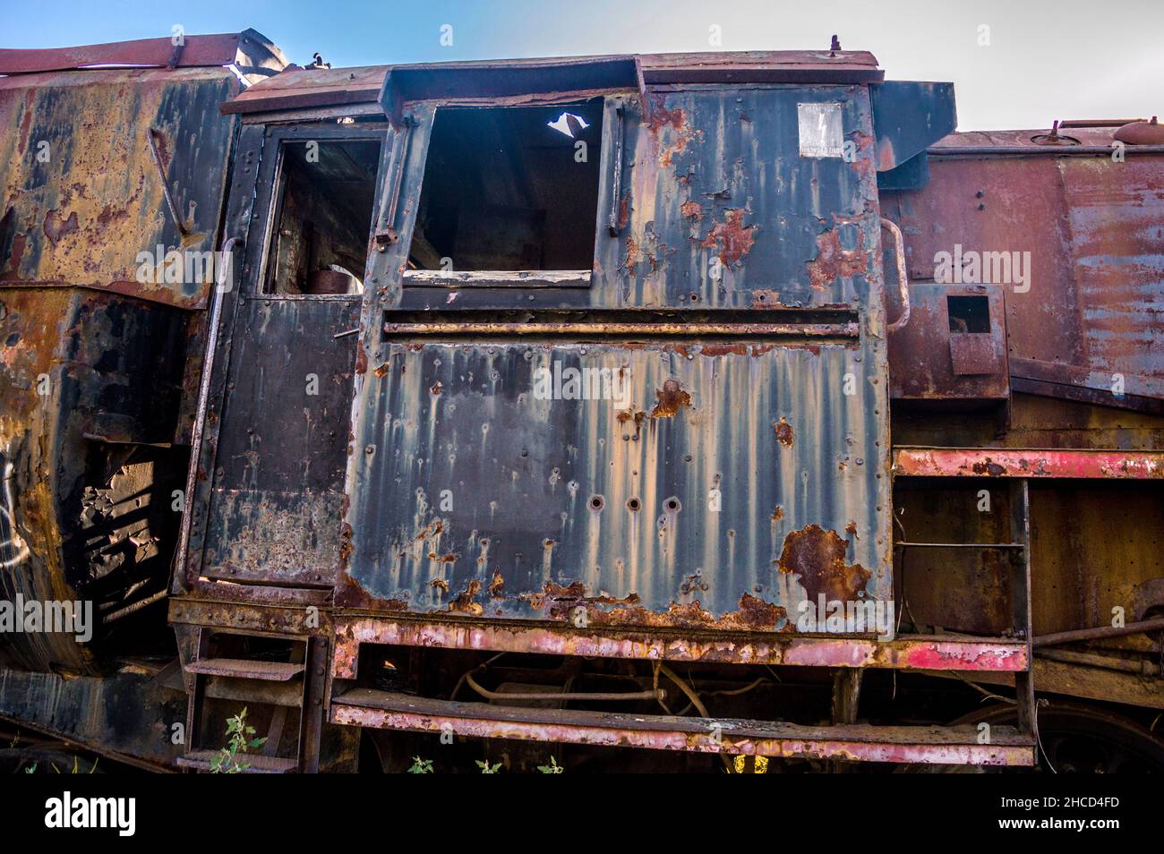 Demolished abandoned rail bus wagon Stock Photo