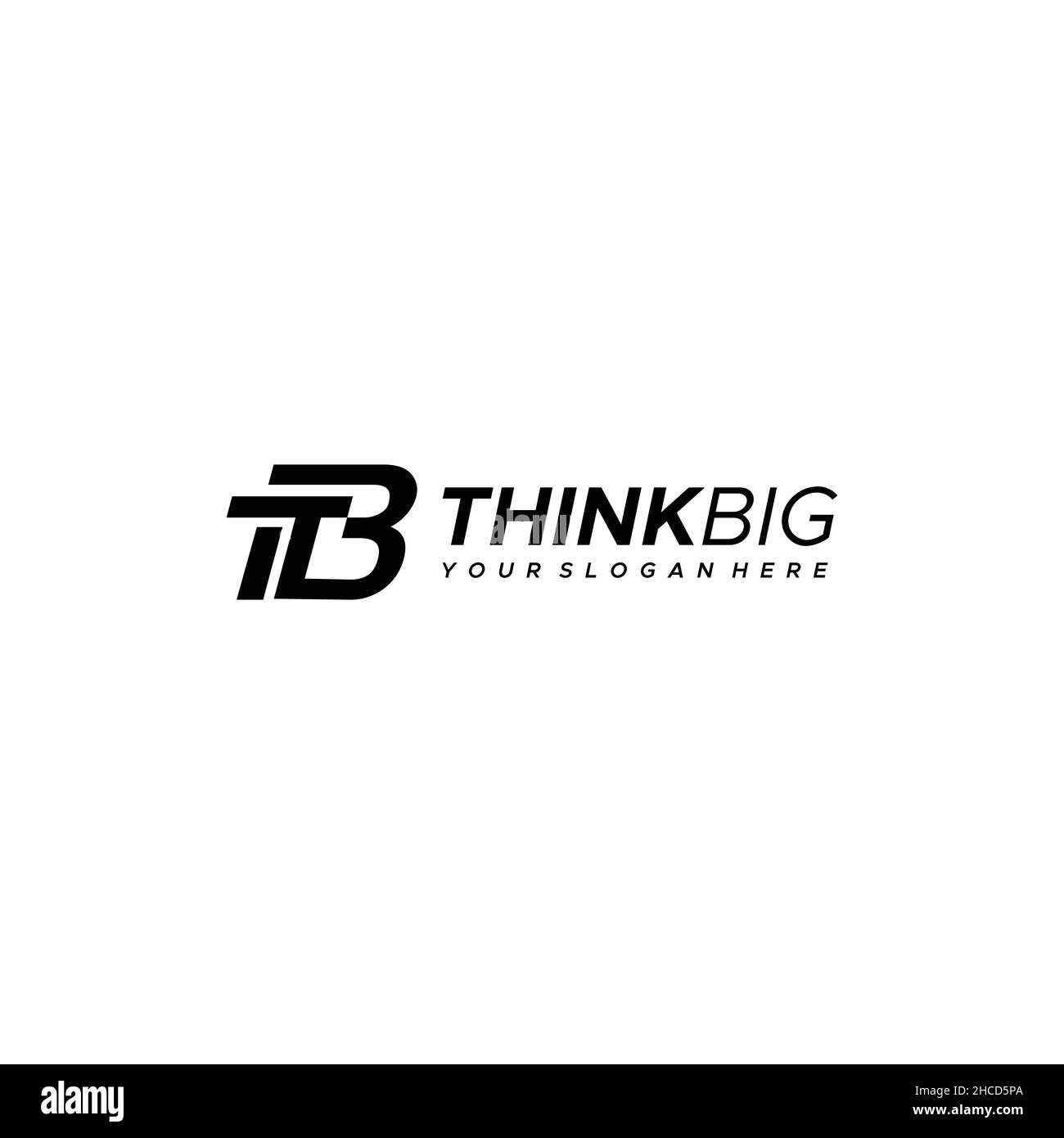 Flat initial TB THINK BIG brain smart logo design Stock Vector