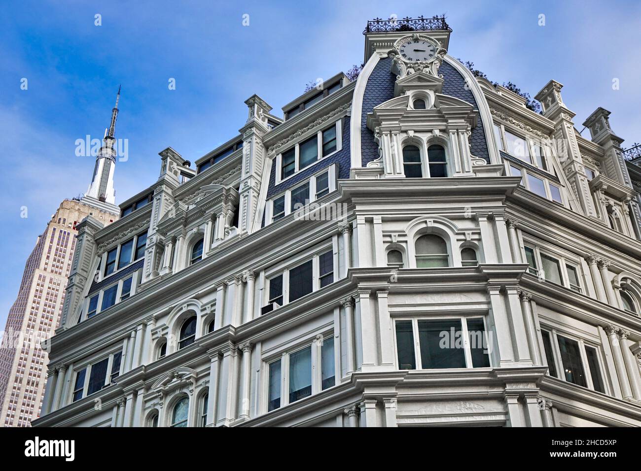 Ornate old New York apartment building, formerly the historic Gilsey House hotel, built in 1869, patronized by Samuel Clemens and Oscar Wilde Stock Photo