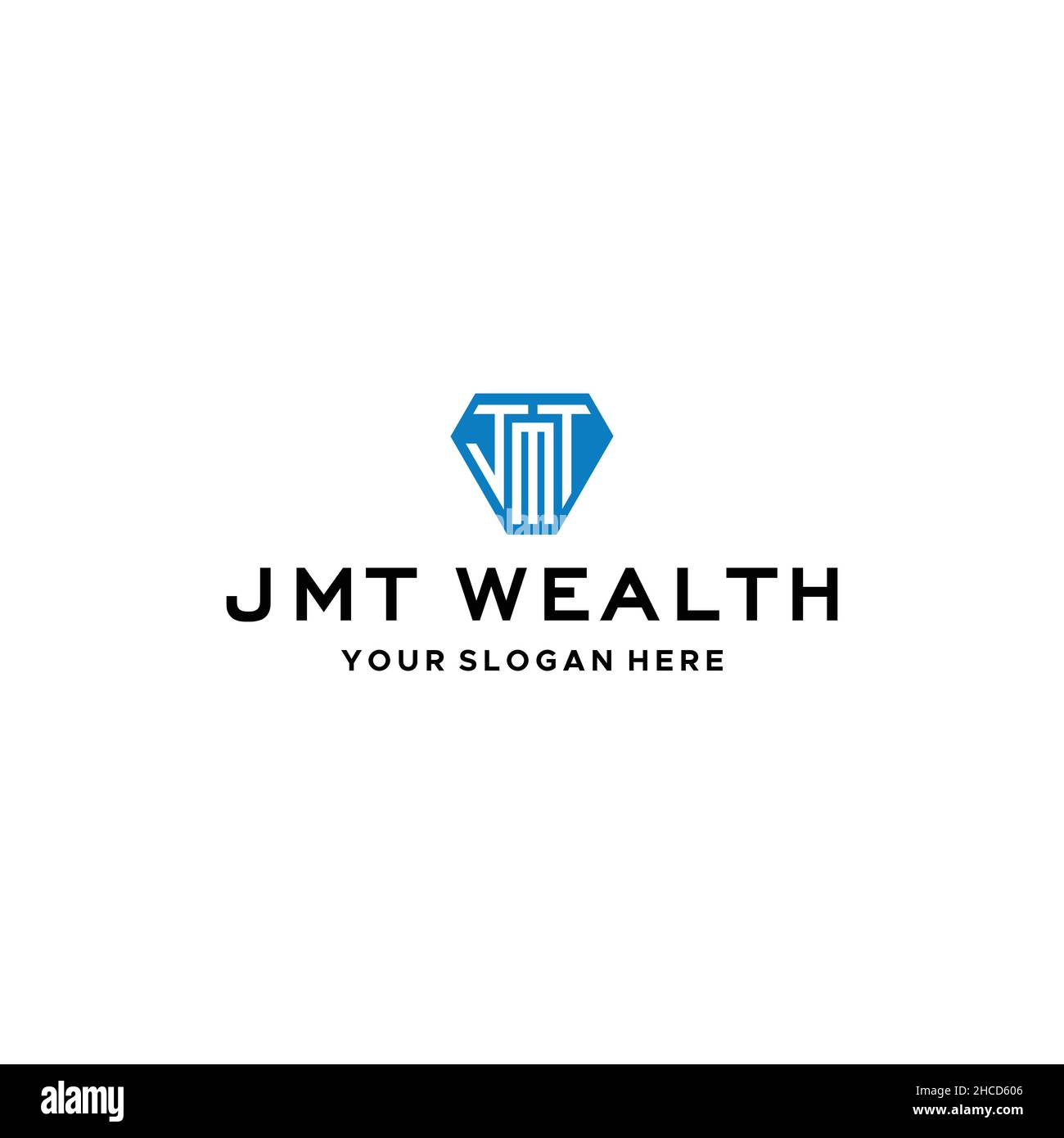 Flat initial JMT JMT WEALTH growth logo design Stock Vector