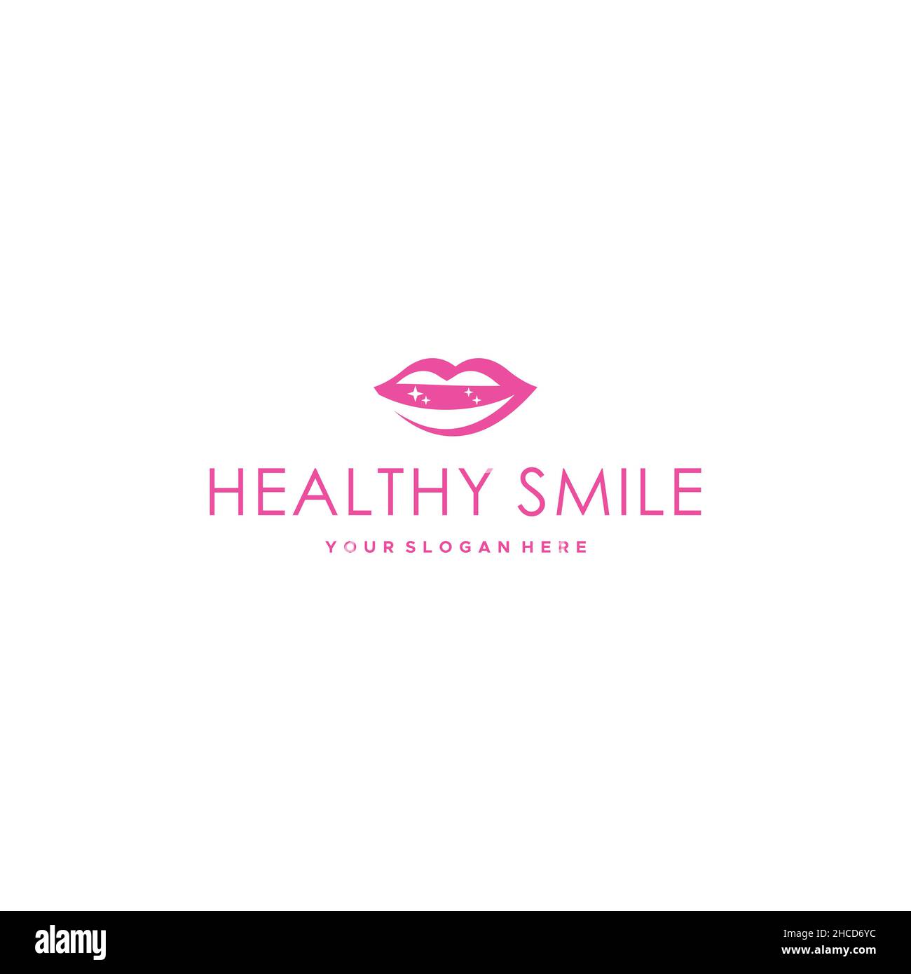 Modern design HEALTHY SMILE beauty lip logo design Stock Vector