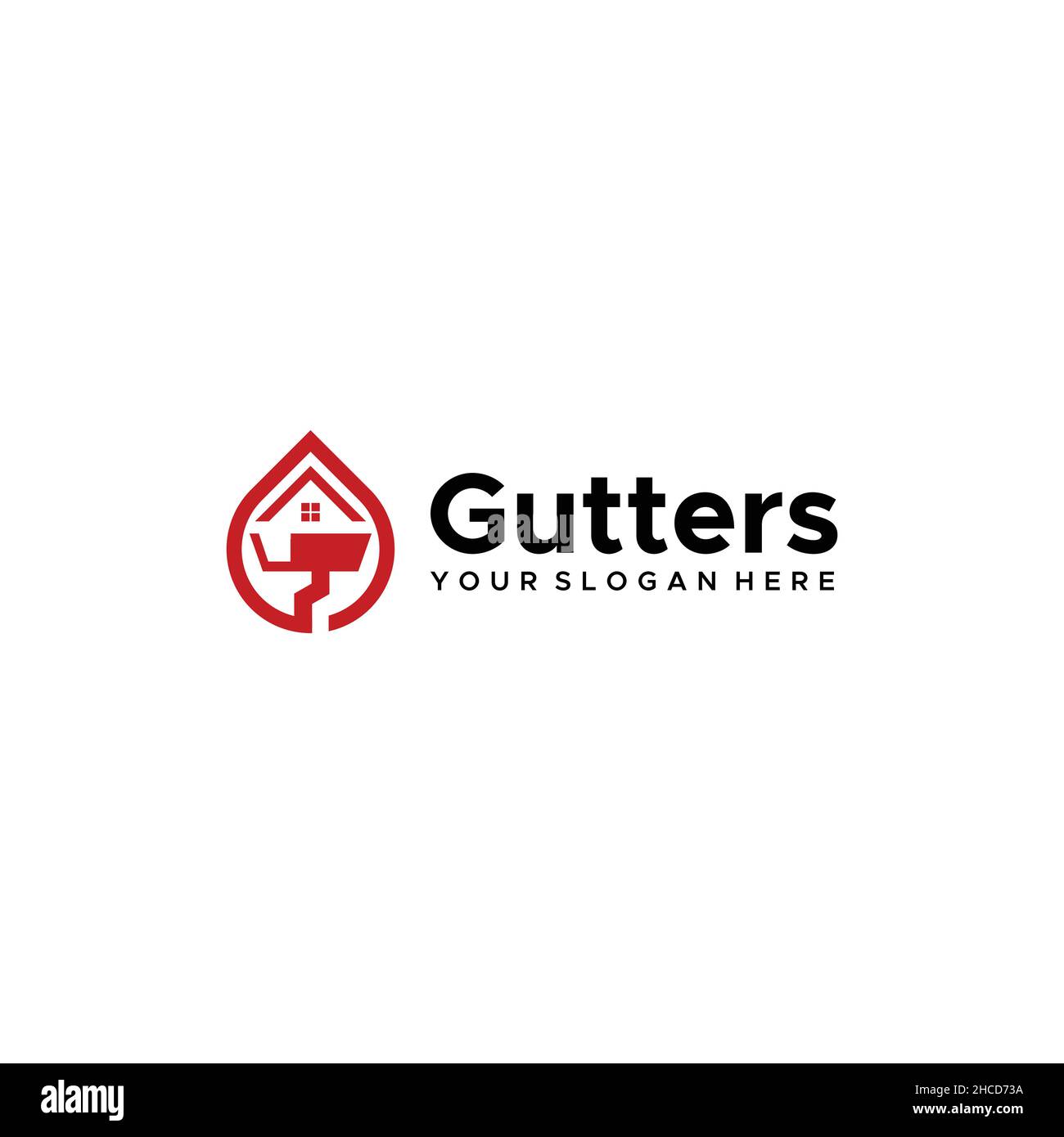 Modern design GUTTERS home house red logo design Stock Vector