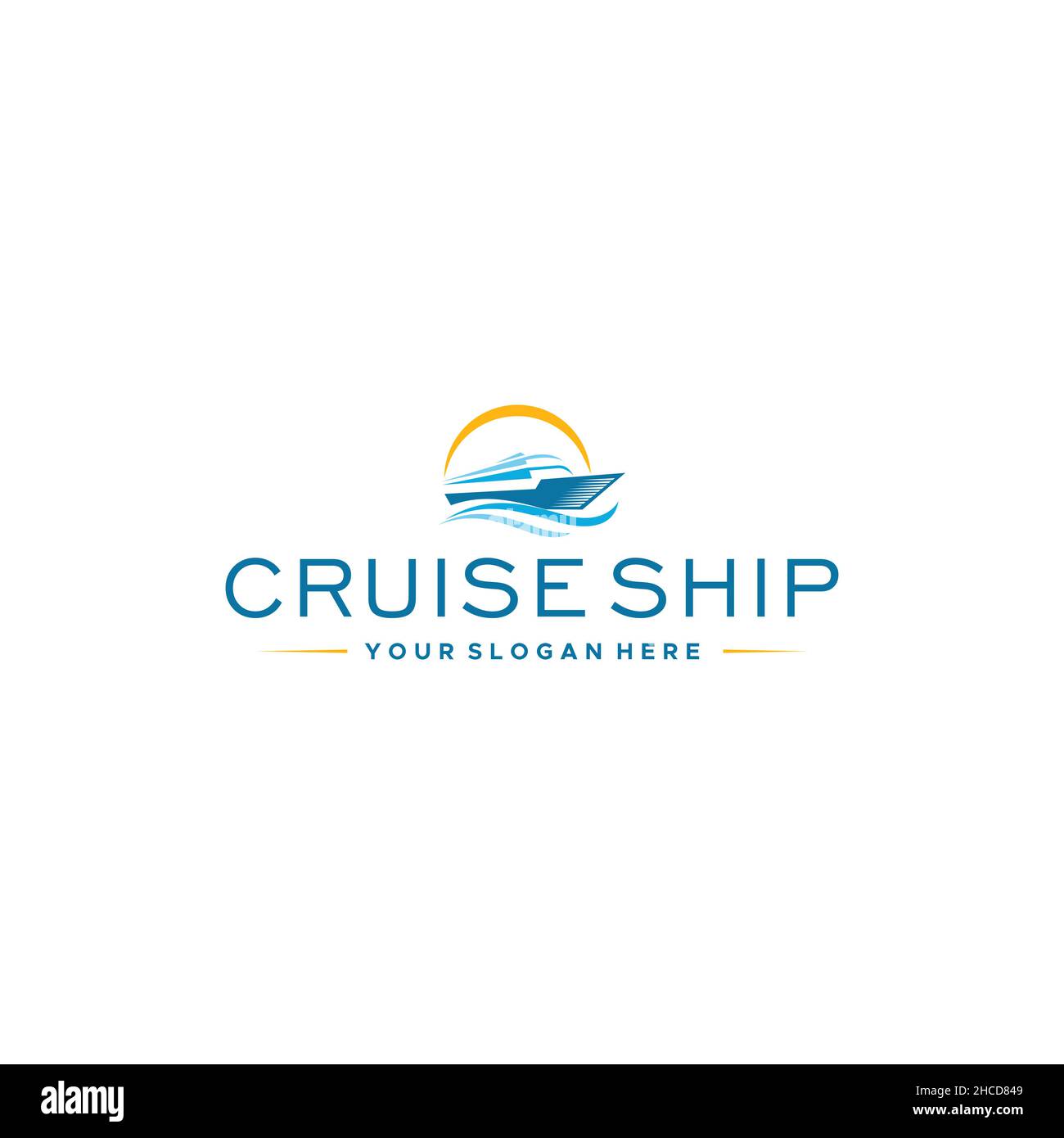 Modern flat colorful CRUISE SHIP boat logo design Stock Vector