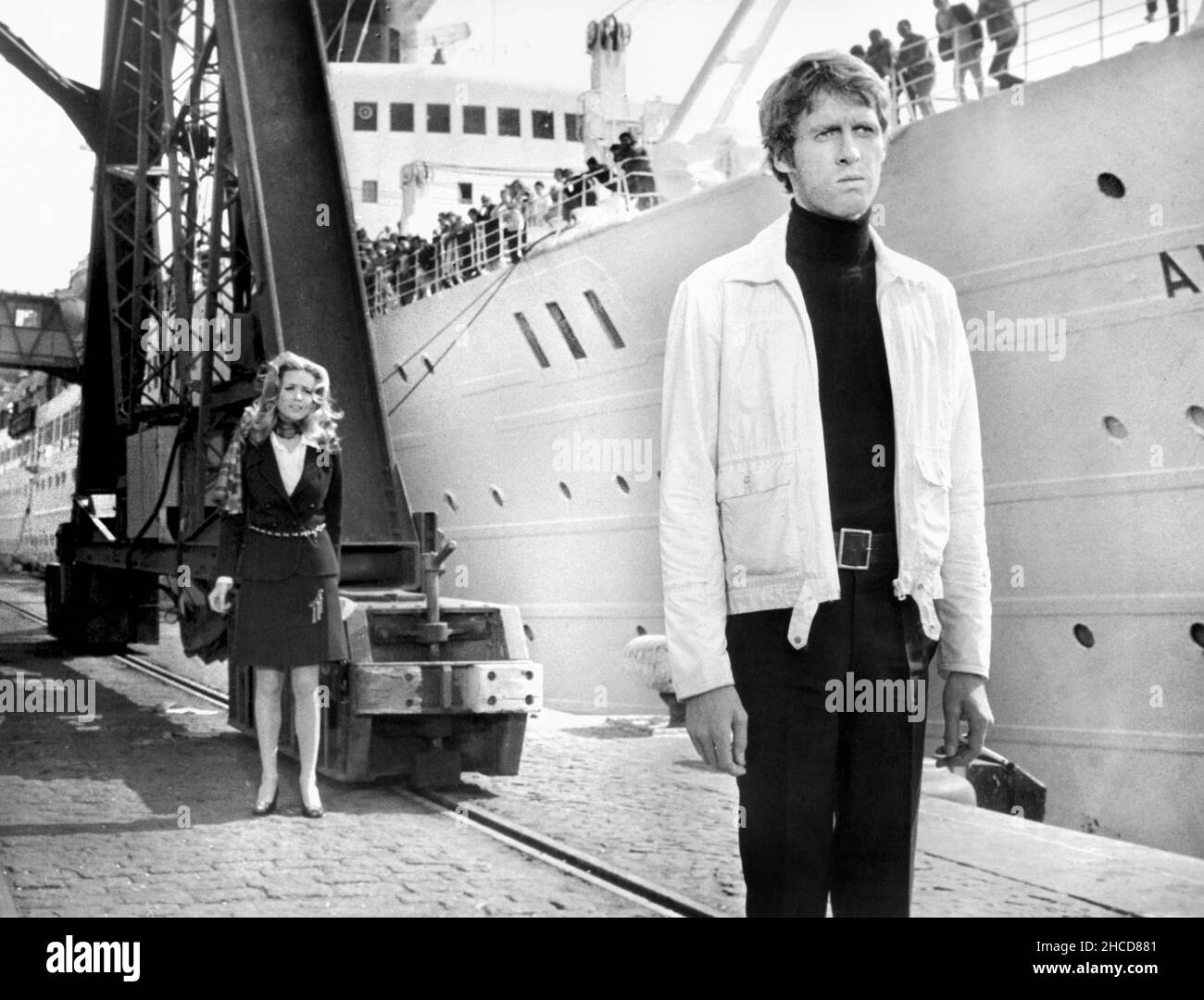 Genevieve Gilles, Michael Crawford, on-set of the British Film, 'Hello-Goodbye', 20th Century-Fox, 1970 Stock Photo