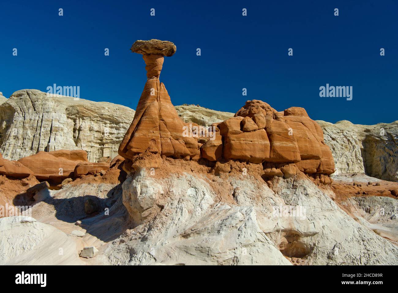 Sandstone Toadstool hoodoo, Grand Staircase - Escalante National Monument, Utah Stock Photo