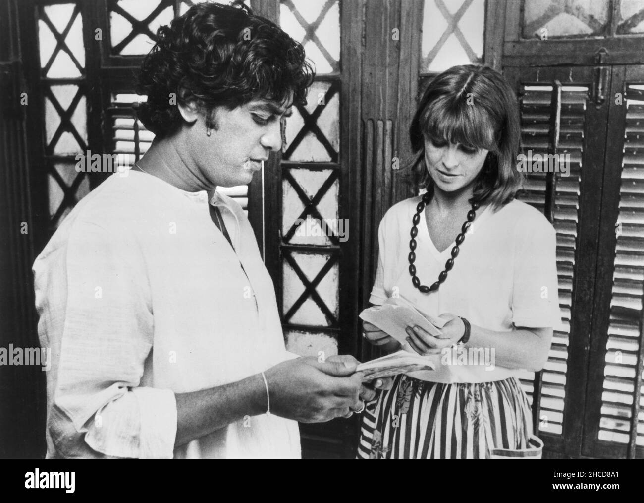 Zakir Hussain, Julie Christie, on-set of the British film, 'Heat and Dust', Curzon Film Distributors, Universal Classics, 1983 Stock Photo