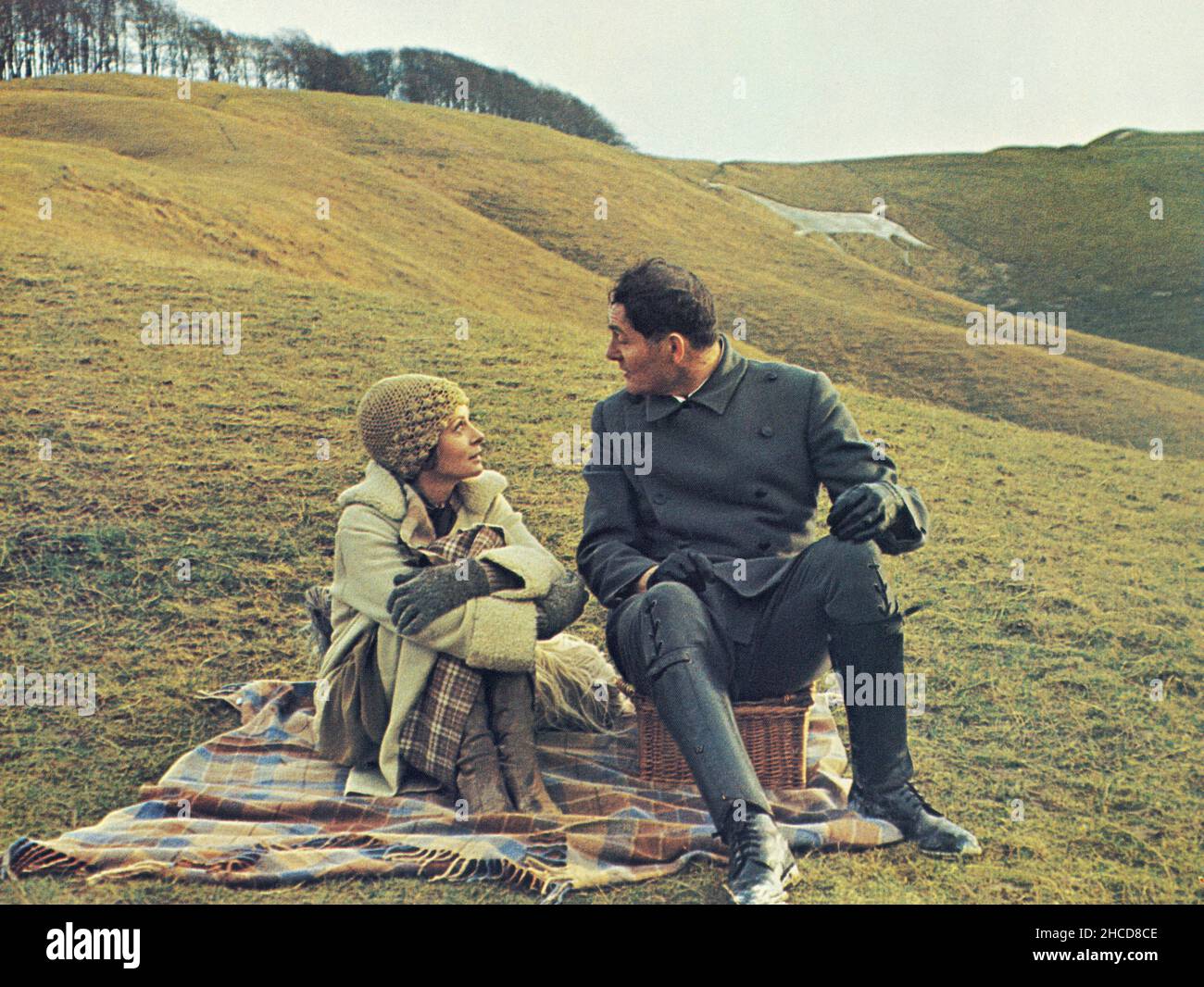 Sarah Miles, Robert Shaw, on-set of the British Film, 'The Hireling', Columbia Pictures, 1973 Stock Photo