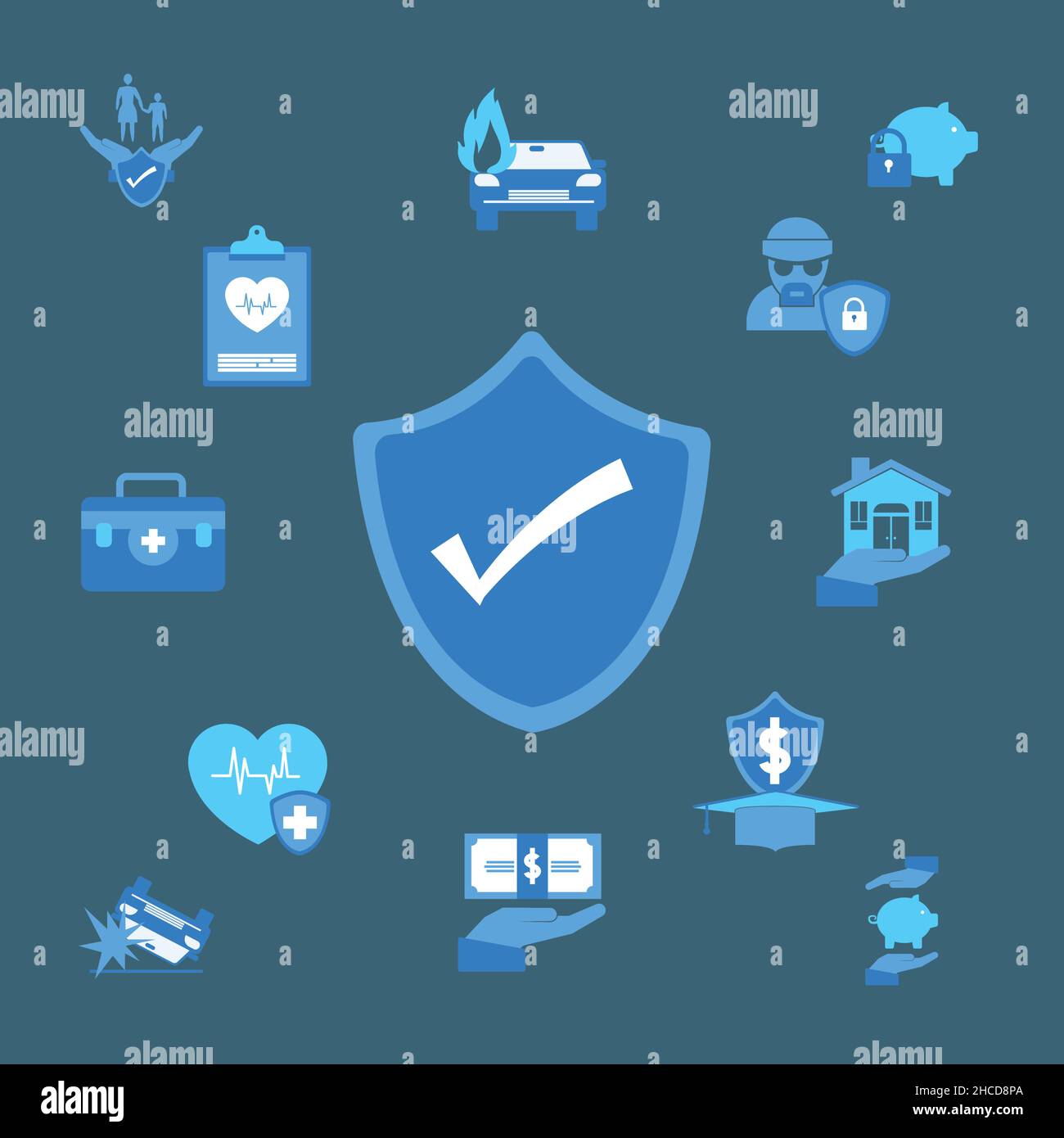 Insurance Blue File set of blue insurance items Stock Vector Image & Art - Alamy