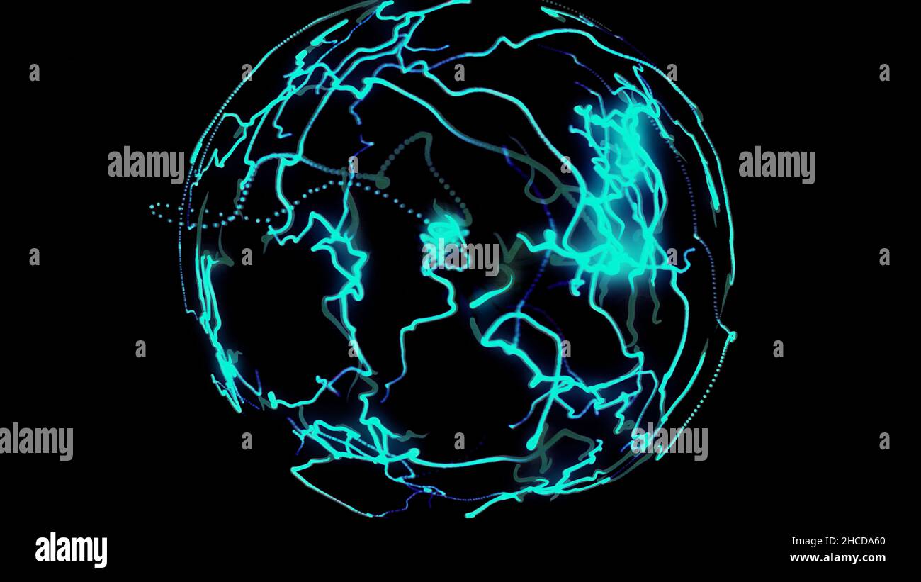Close up of breathtaking movement of electrical discharges inside the