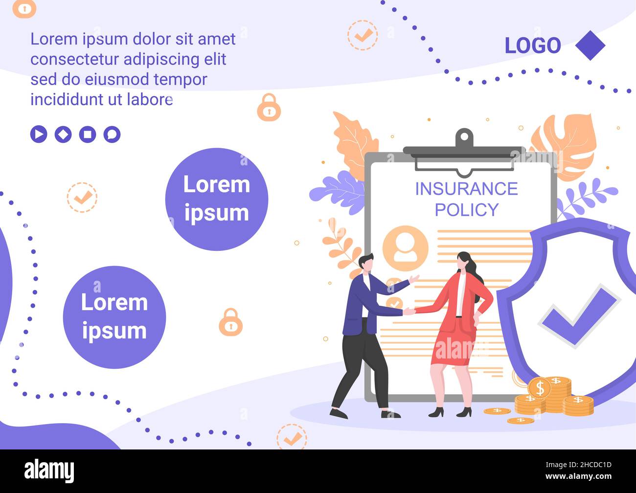 Insurance Policy Brochure Template Flat Design Illustration Editable of ...