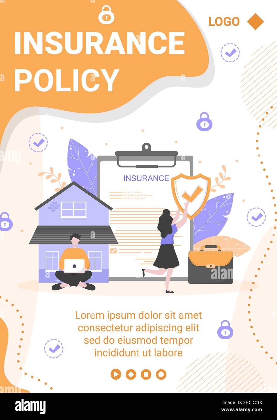 Insurance Policy Flyer Insurance Policy Flyer Template Flat Design Illustration Editable of ...