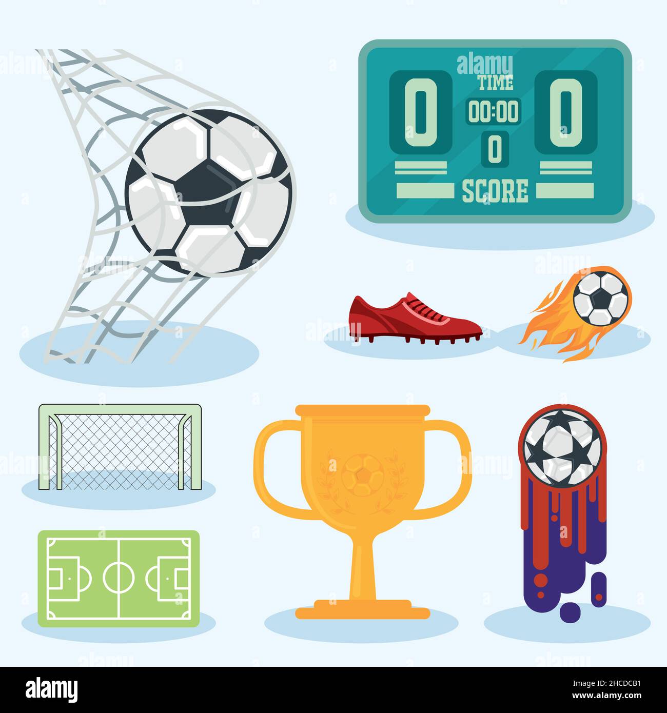 set of eight soccer items Stock Vector Image & Art Alamy