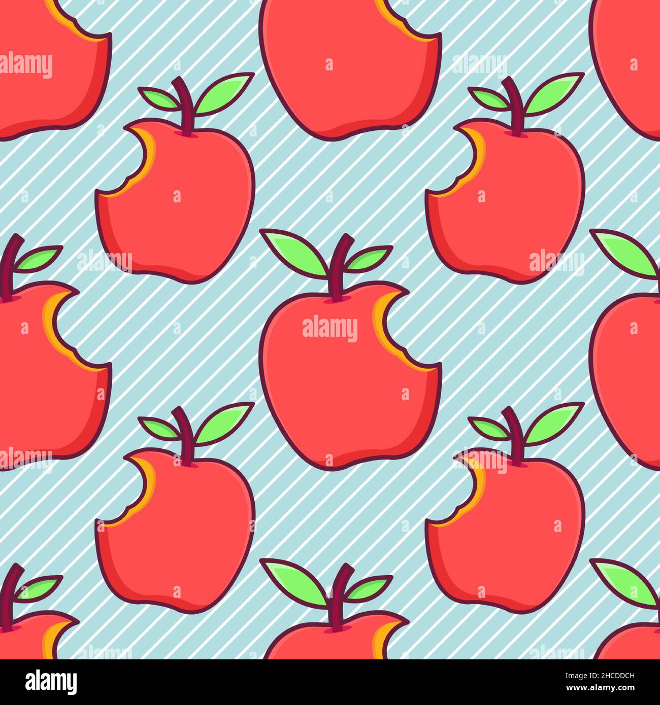 bitten apple seamless pattern  vector illustration Stock Vector