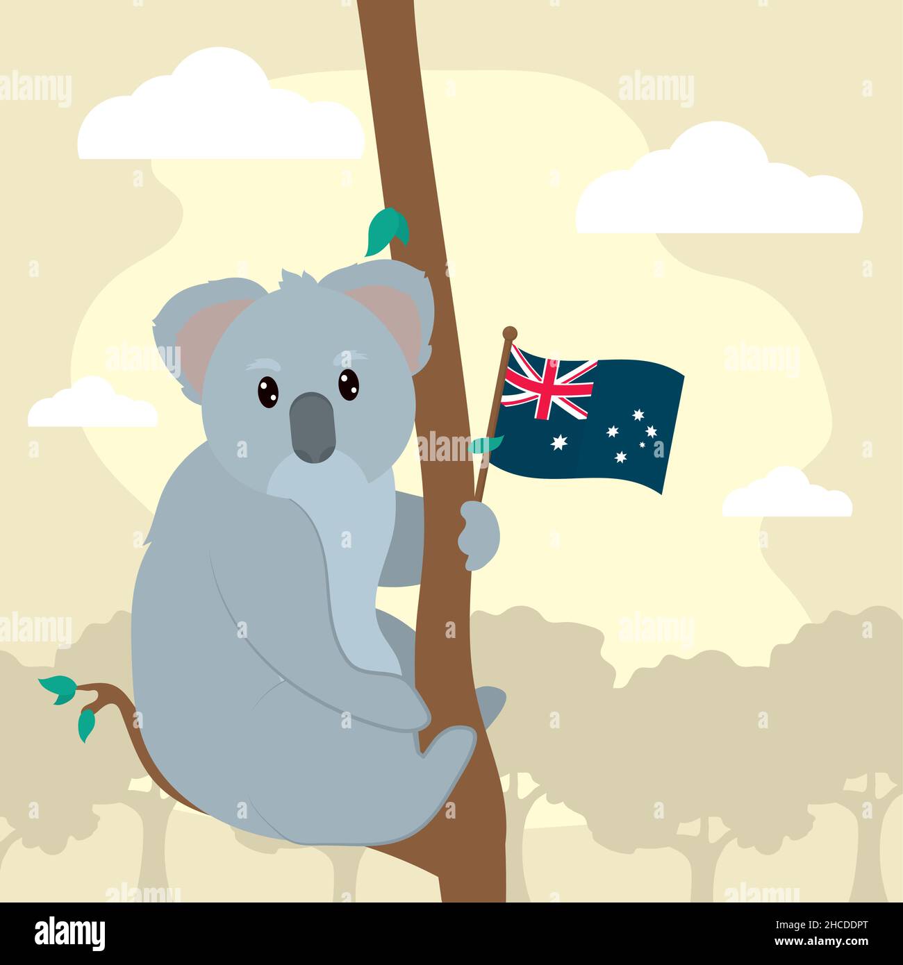 koala on a tree holding a australia flag Stock Vector Image & Art - Alamy